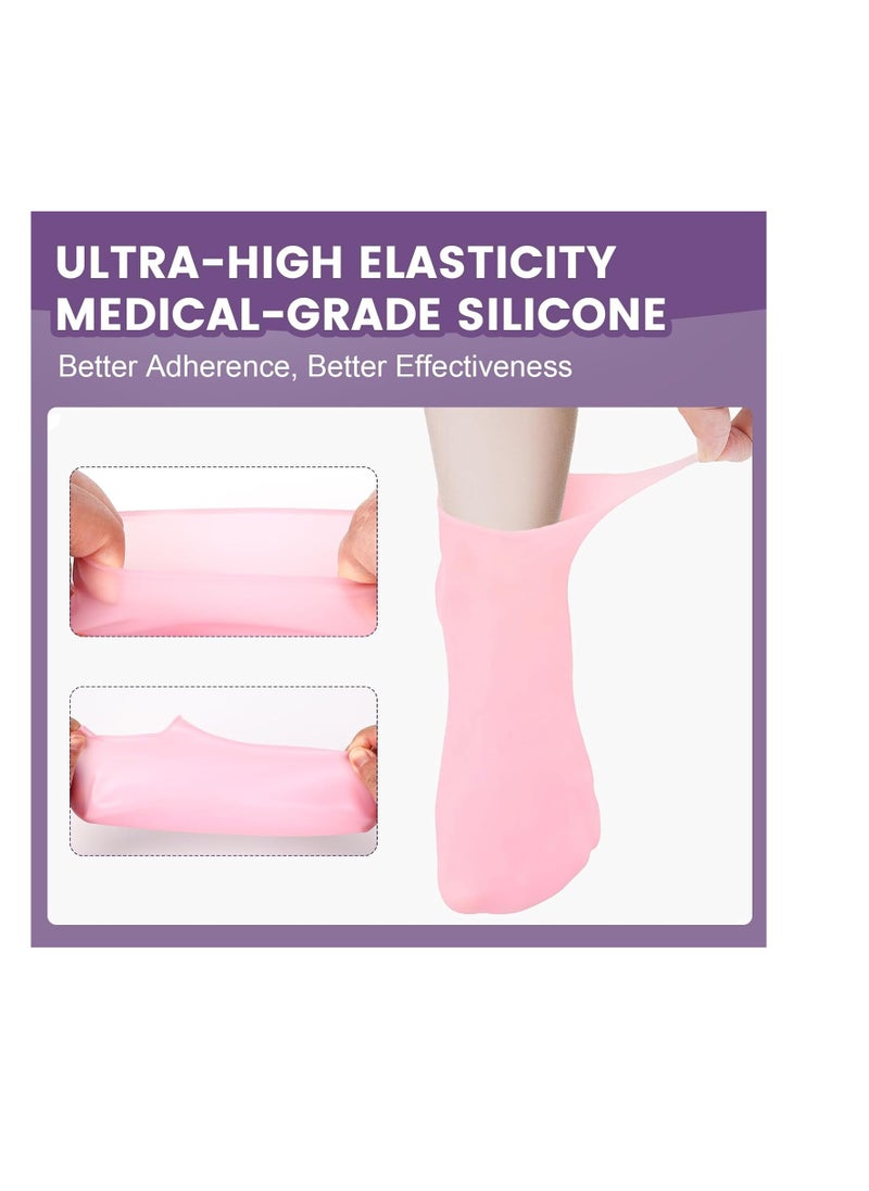 4 Pairs Silicone Socks Gloves Set for Dry Cracked Feet Hands, Silicone Socks for Women, Silicone Foot Socks, Silicone Socks for Moisturizing Feet