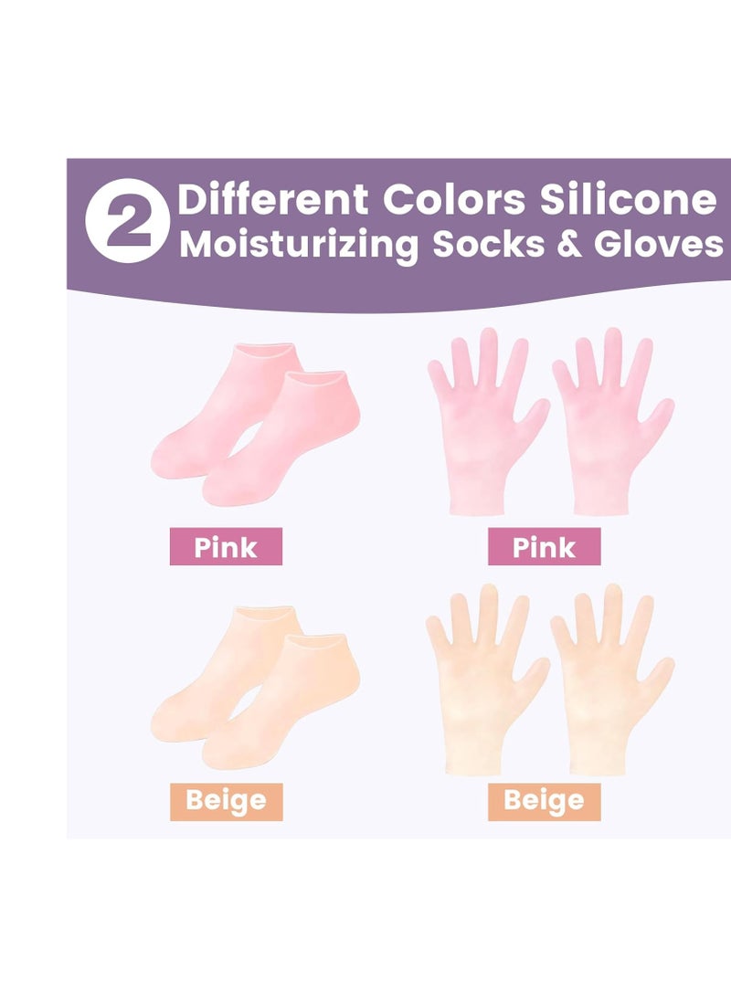 4 Pairs Silicone Socks Gloves Set for Dry Cracked Feet Hands, Silicone Socks for Women, Silicone Foot Socks, Silicone Socks for Moisturizing Feet