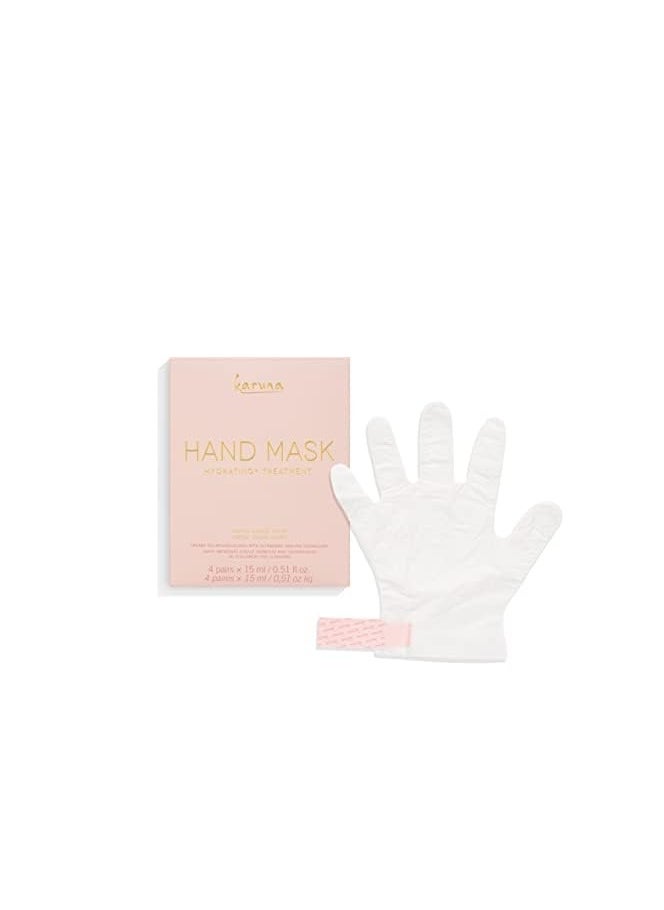 Karuna Hydrating+ Hand Mask, Self Care Gifts for Women and Men for Softening Hands, Comes in Cream and Oil-infused Gloves Reformulated with Cameilla Flower (4 Pairs of Hand Masks)