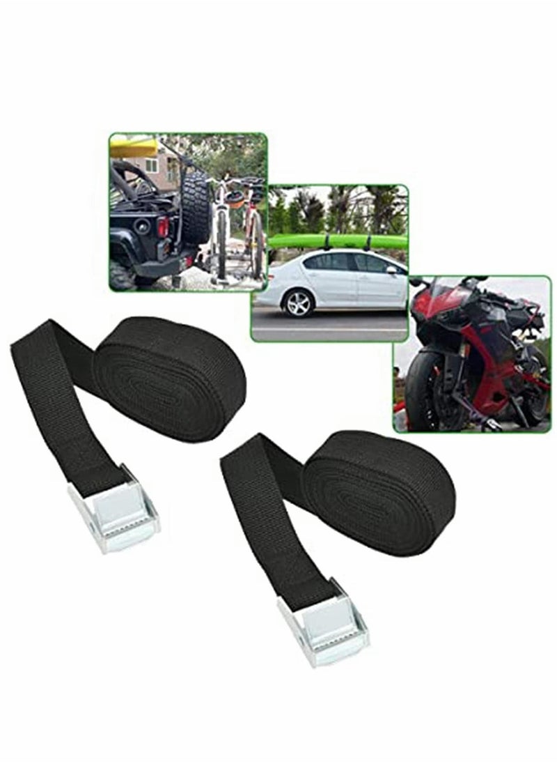 4 Pcs Fastening Straps with Buckle, 2.5m x 2.5cm Heavy Duty Tie Down Adjustable Straps Tension Straps Polypropylene Webbing Lashing Straps for Bike, Motorcycle, Car, Auto