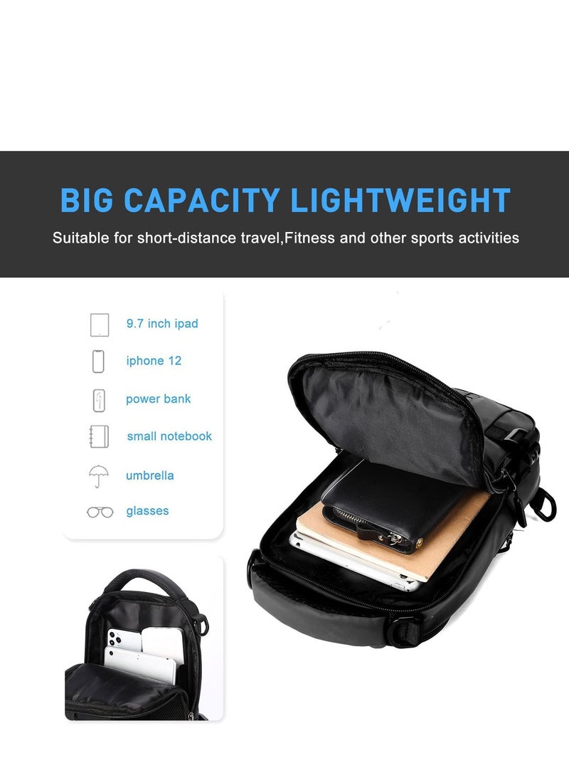 Sling Bag For Men Shoulder Crossbody, Backpack Waterproof Gadget Organizer Chest Bag For Travel Bag Anti-Theft Side Chest Bag With USB Charging Port & External Mobile Zipper Pocket.