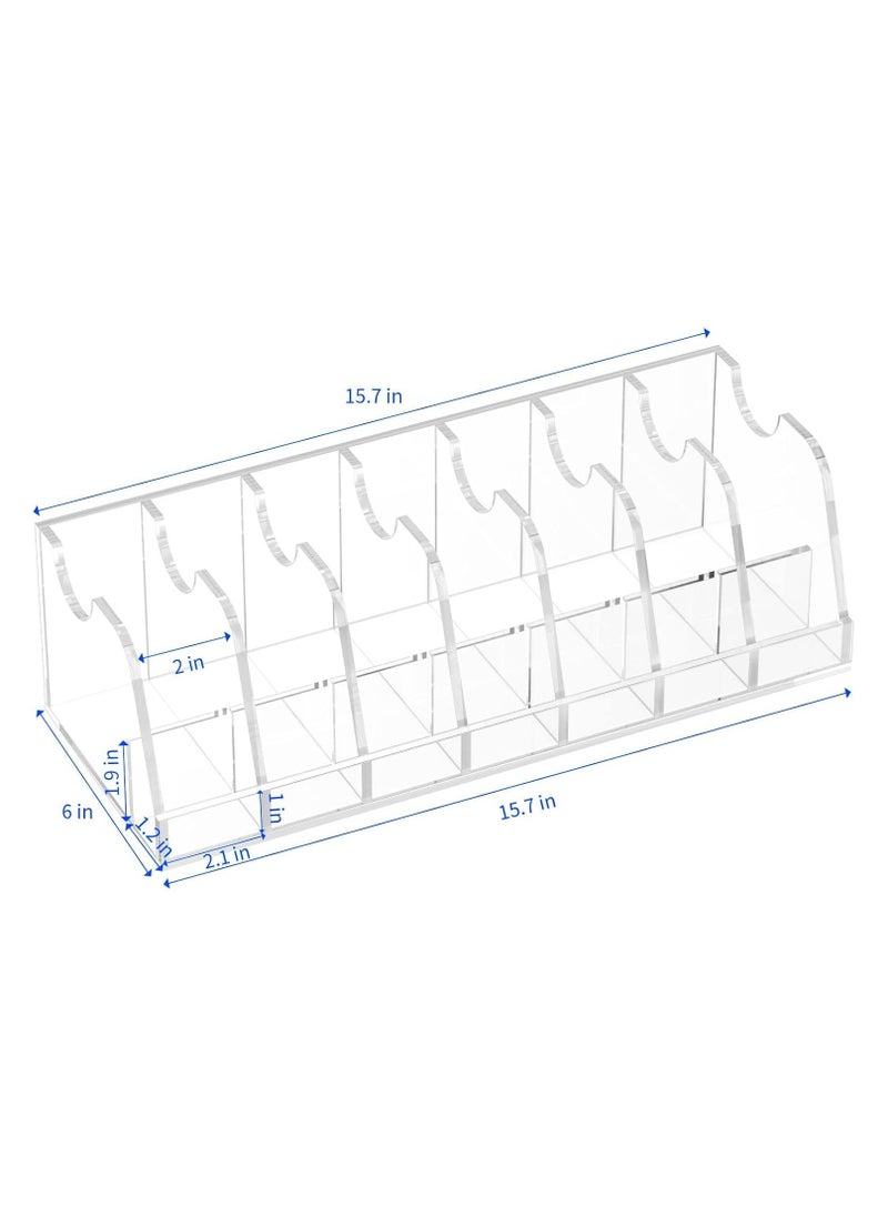 Belt Organizer, Acrylic Belt Storage Holder for Closet and Drawer, 7-Compartment Belt Box with Display Stand