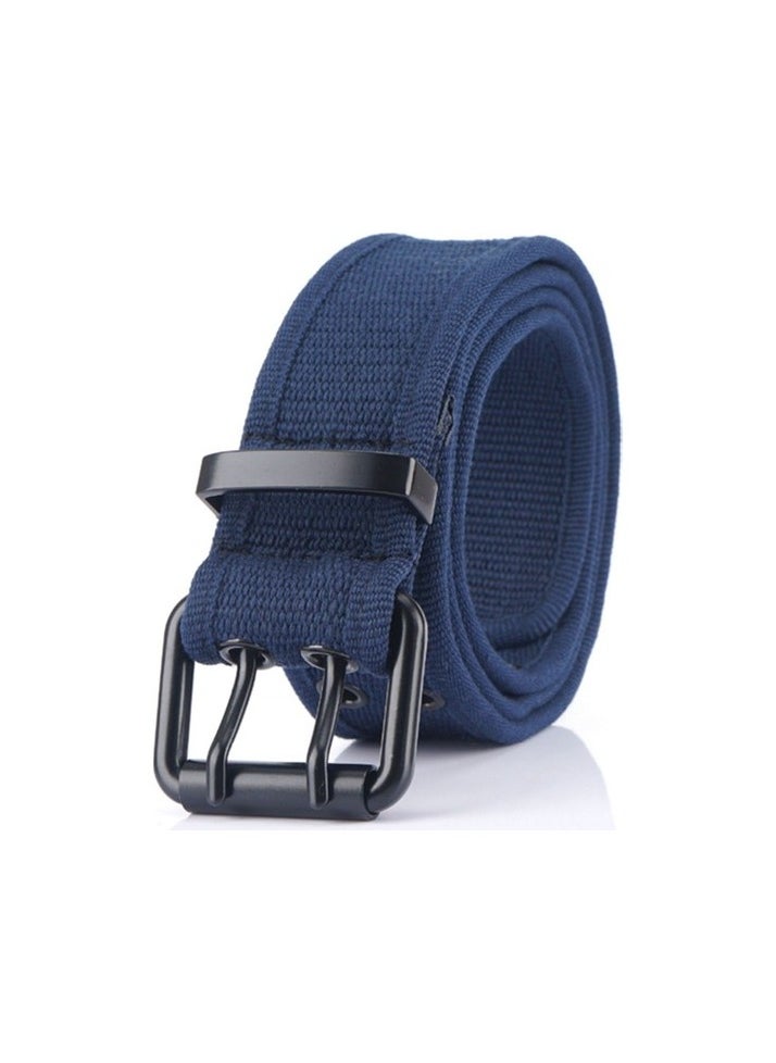 Metal buckle canvas belt Colour:Blue Body:120 cm