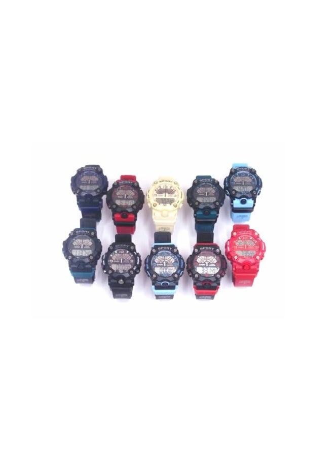 Digital Sports Watches, Assorted Colors, Set of 5