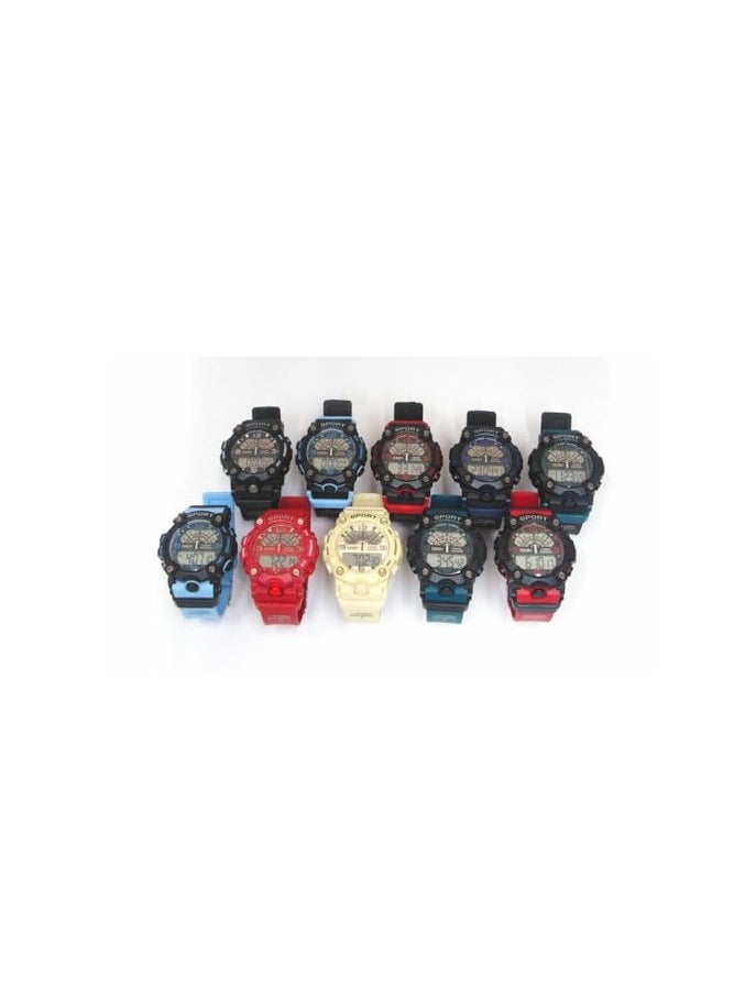 Digital Sports Watches, Assorted Colors, Set of 5