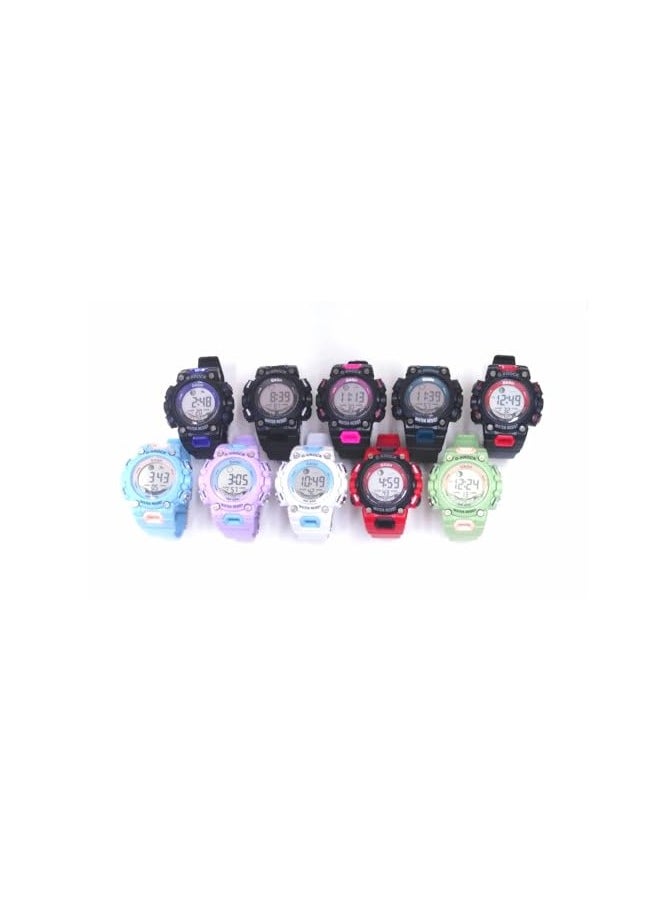 Digital Sports Watches, Assorted Colors, Set of 5