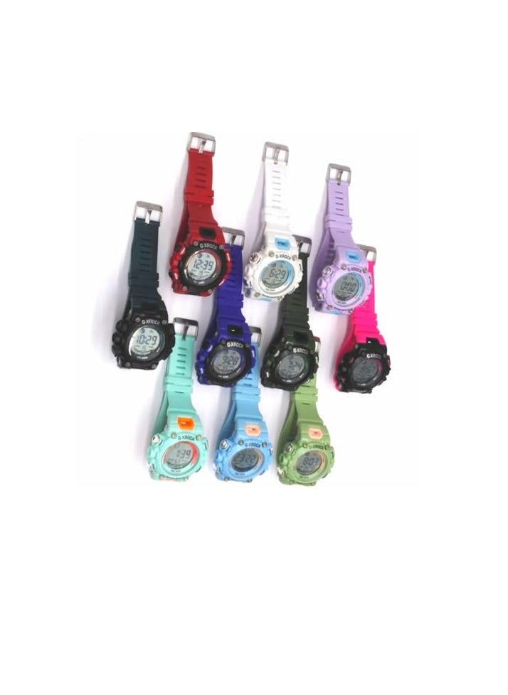 Digital Sports Watches, Assorted Colors, Set of 5