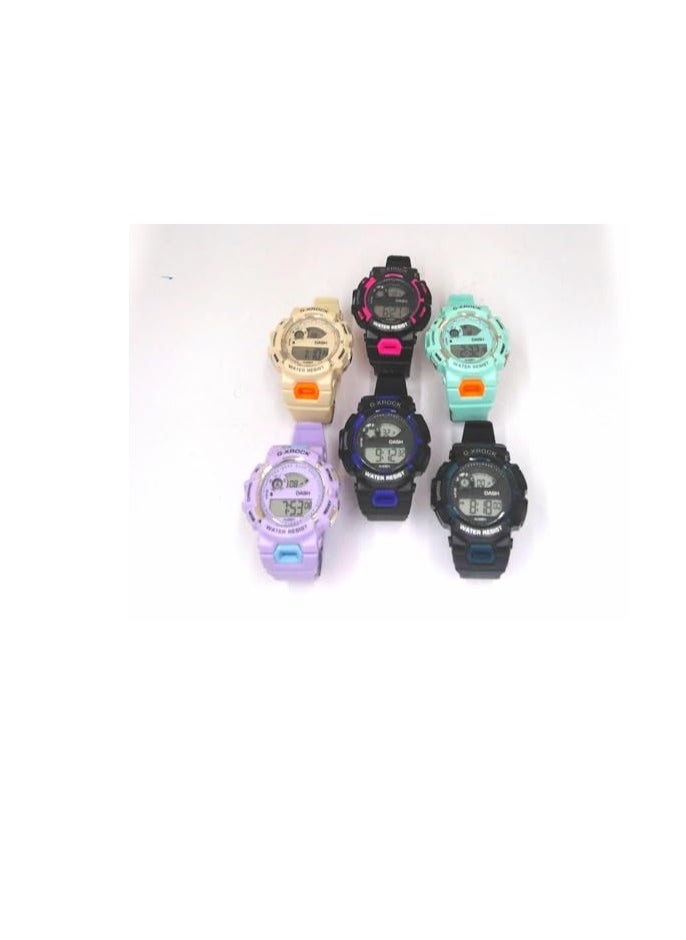 Digital Sports Watches, Assorted Colors, Set of 5