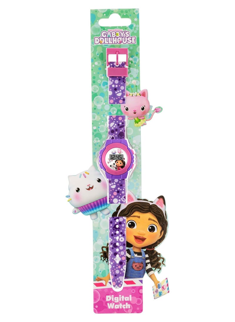 Gabbys Dollhouse Purple Digital Watch with Printed Silicone Strap