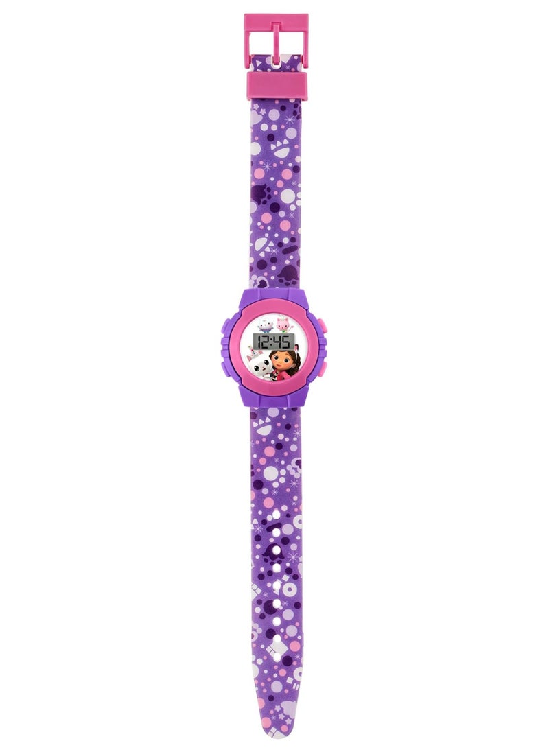 Gabbys Dollhouse Purple Digital Watch with Printed Silicone Strap