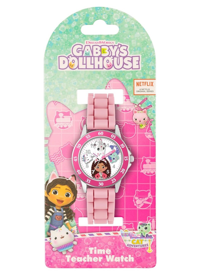 Gabby's Dollhouse Pink Silicone Time Teacher Strap Watch