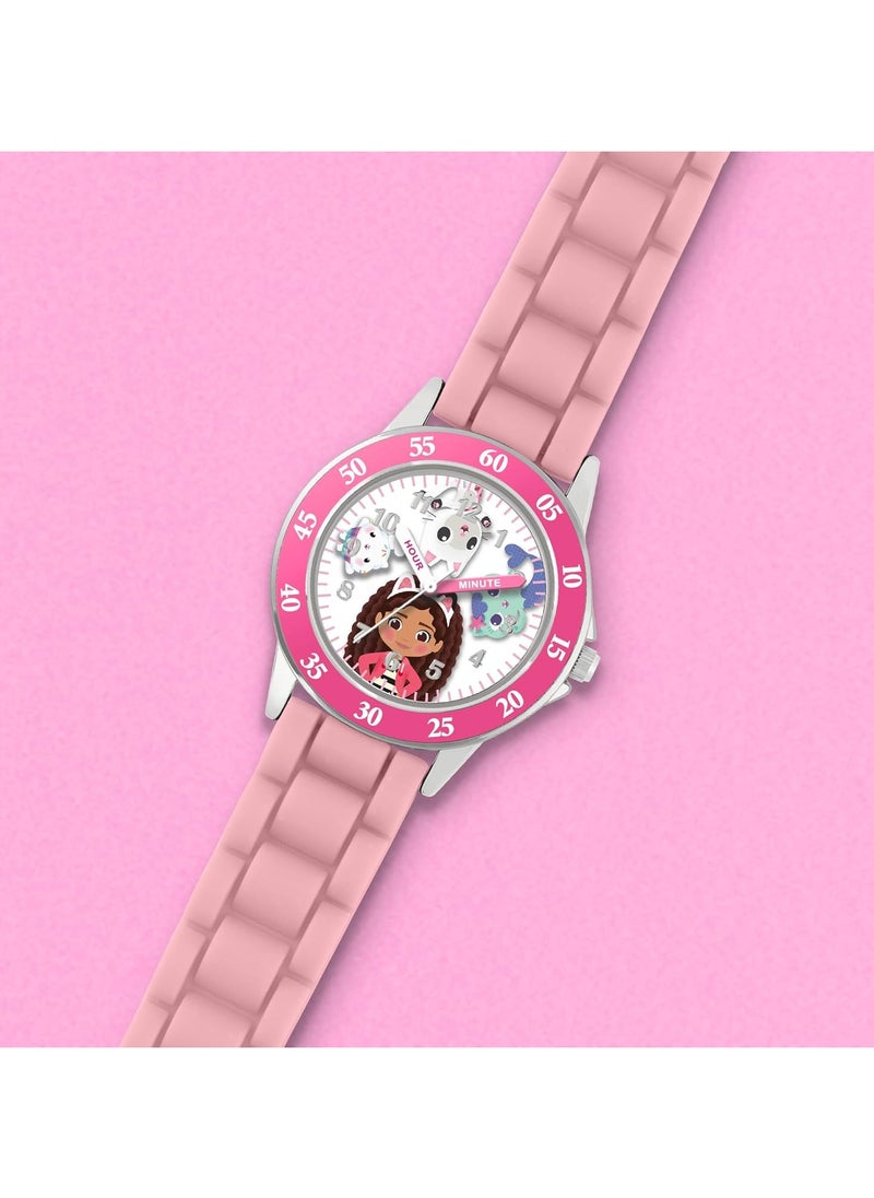 Gabby's Dollhouse Pink Silicone Time Teacher Strap Watch