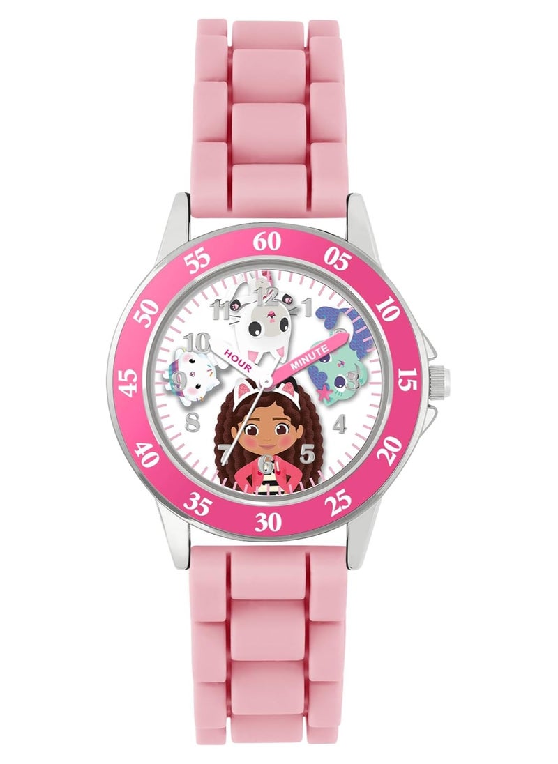 Gabby's Dollhouse Pink Silicone Time Teacher Strap Watch