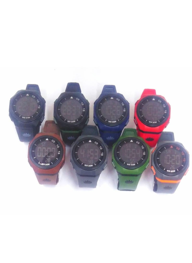 Digital Sports Watches, Assorted Colors, Set of 5