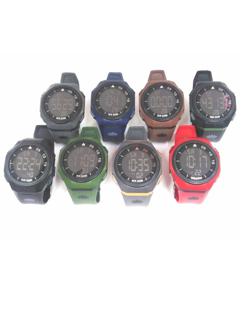 Digital Sports Watches, Assorted Colors, Set of 5