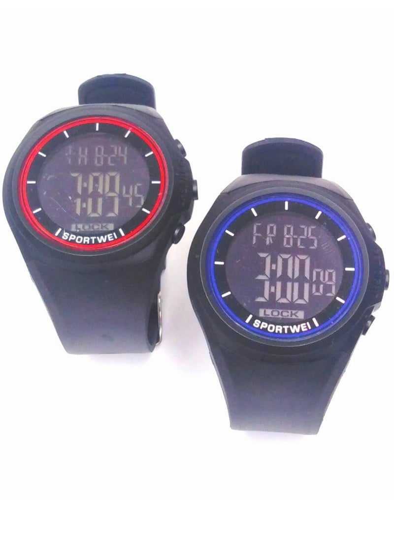 Digital Sports Watches, Assorted Colors, Set of 5