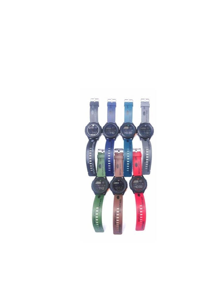 Digital Sports Watches, Assorted Colors, Set of 5