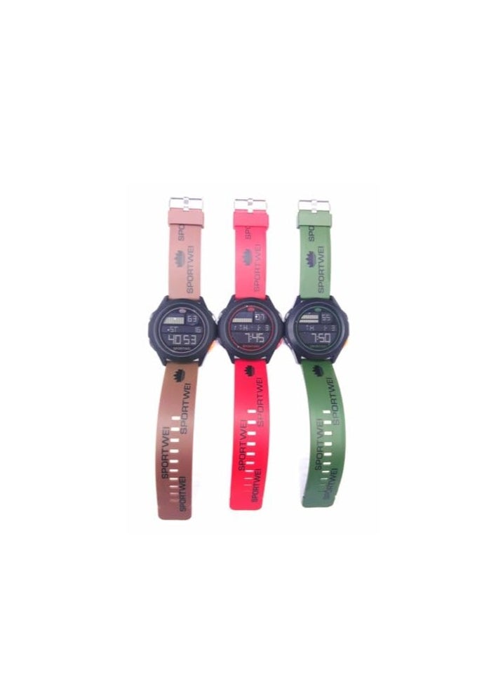 Digital Sports Watches, Assorted Colors, Set of 5