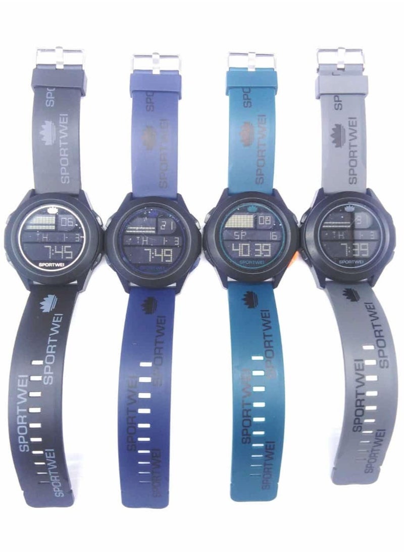 Digital Sports Watches, Assorted Colors, Set of 5