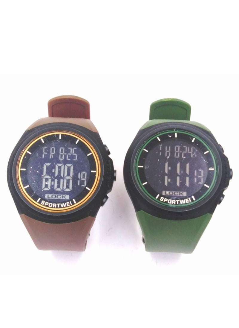 Digital Sports Watches, Assorted Colors, Set of 5