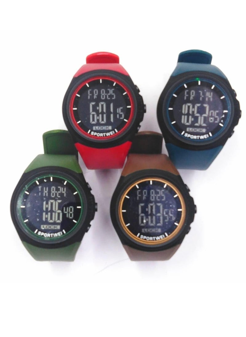 Digital Sports Watches, Assorted Colors, Set of 5