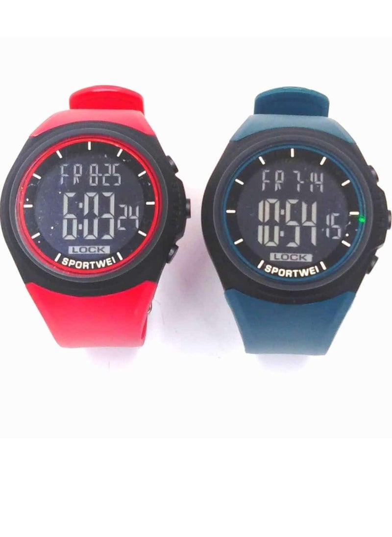 Digital Sports Watches, Assorted Colors, Set of 10