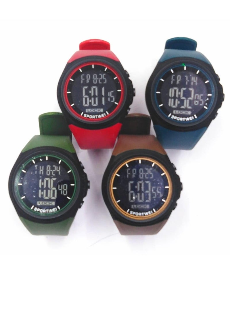 Digital Sports Watches, Assorted Colors, Set of 10