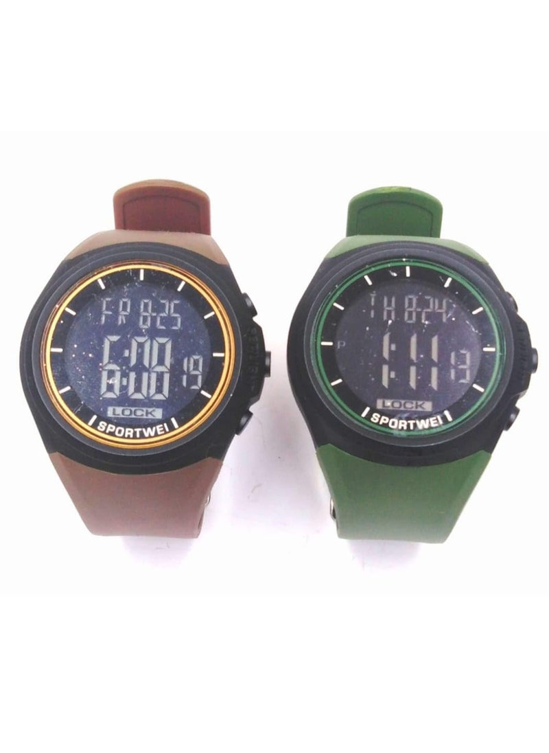 Digital Sports Watches, Assorted Colors, Set of 10