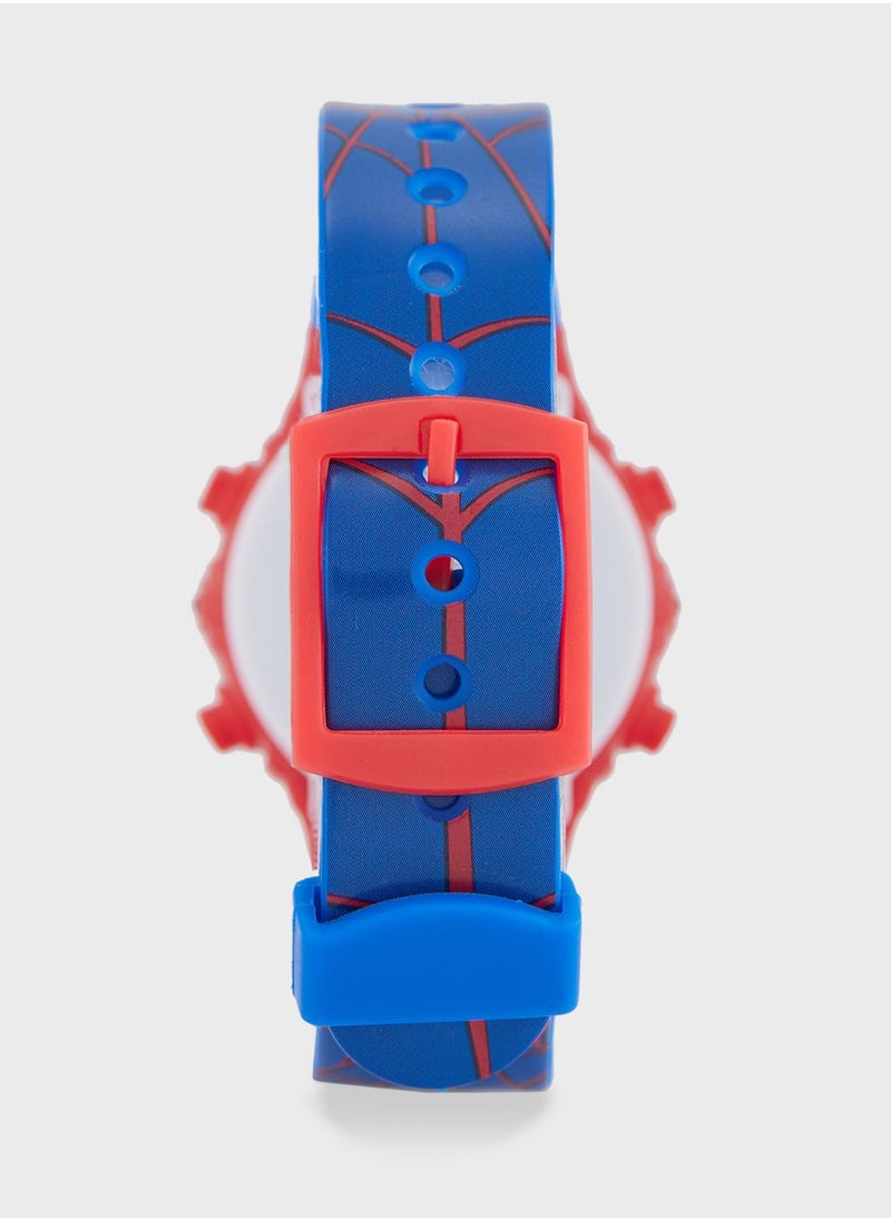 Spiderman Boys Digital light up watch Watch Blue Printed Silicone Strap, SPD4504