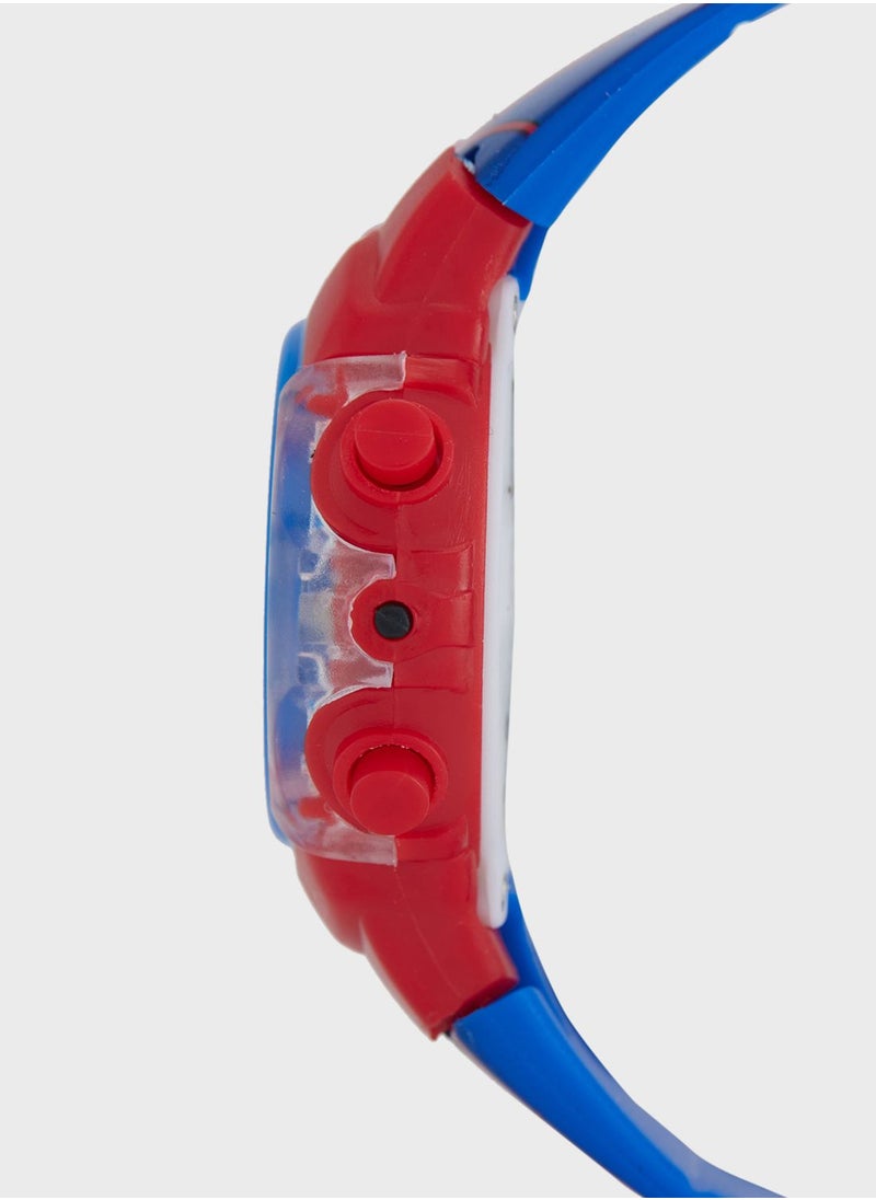 Spiderman Boys Digital light up watch Watch Blue Printed Silicone Strap, SPD4504