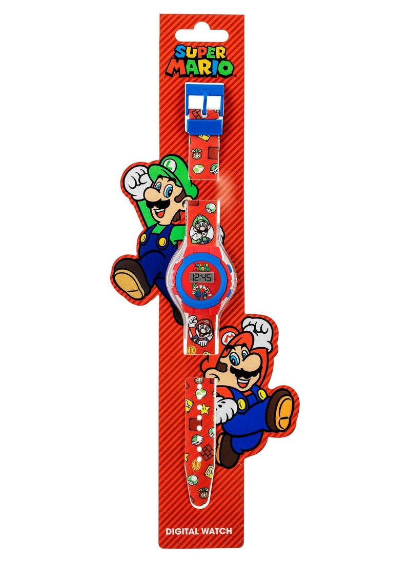 SUPER MARIO Nintendo Boy's Digital Quartz Watch with Plastic Strap