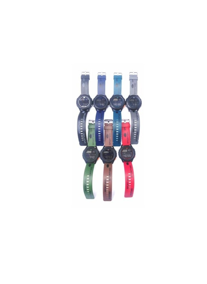 Digital Sports Watches, Assorted Colors, Set of 10