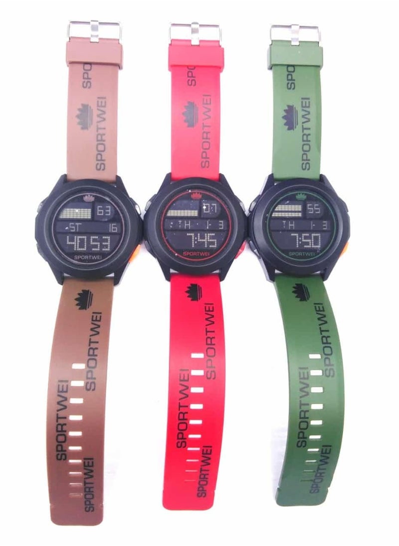 Digital Sports Watches, Assorted Colors, Set of 10