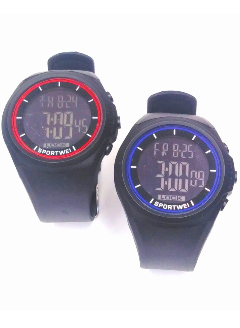 Digital Sports Watches, Assorted Colors, Set of 10