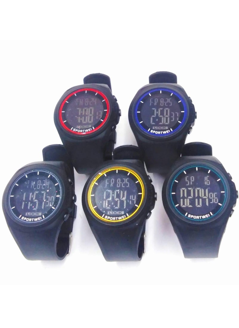 Digital Sports Watches, Assorted Colors, Set of 10