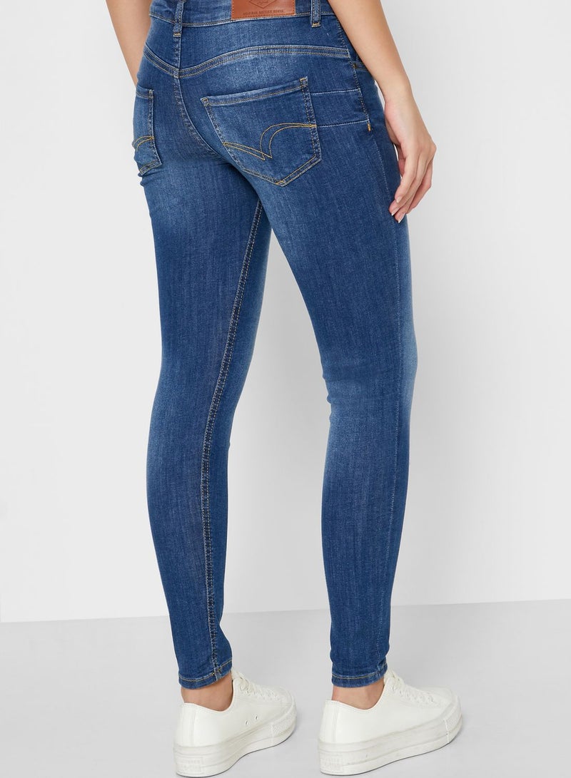 Mid Wash Skinny Jeans Blue