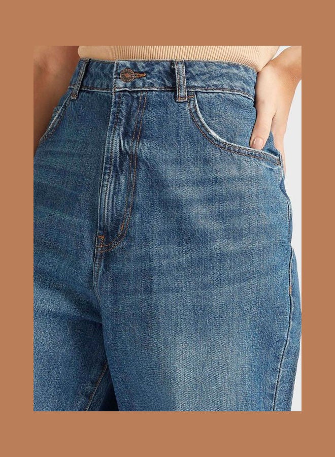 High Waist Straight Jeans Blue