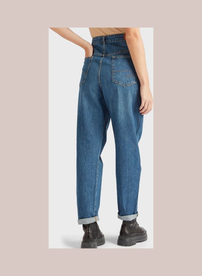 High Waist Straight Jeans Blue