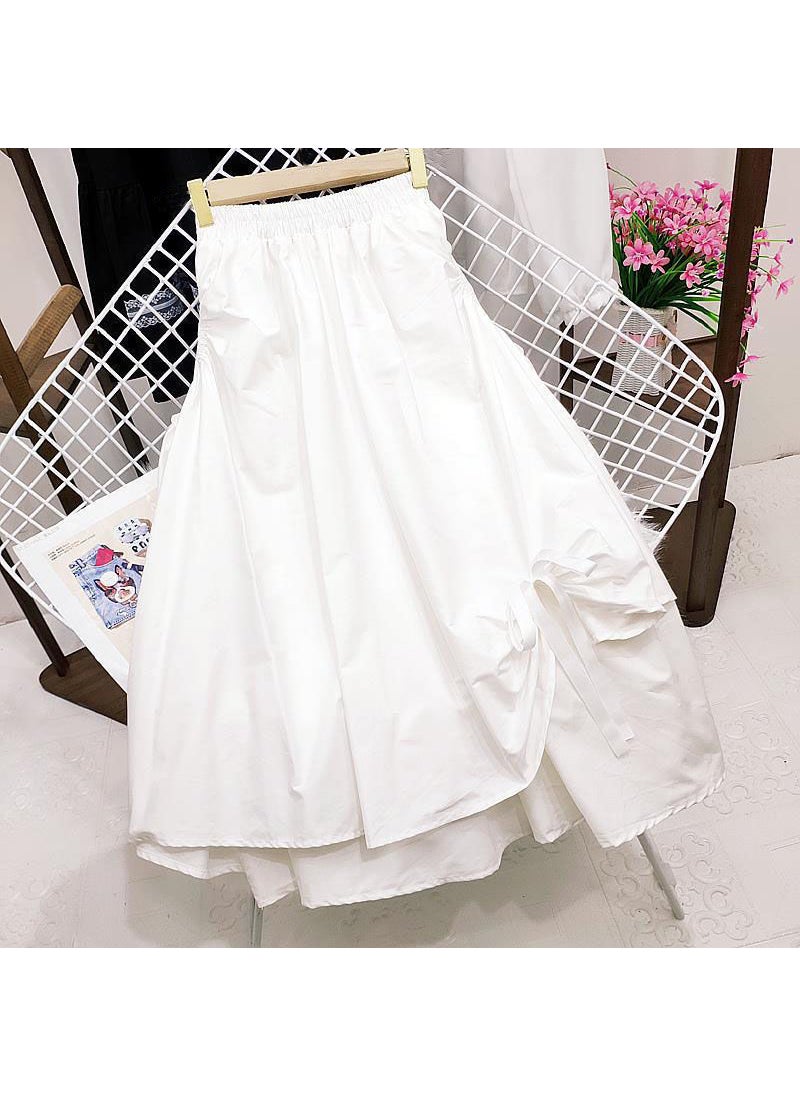 Summer Korean Slim-Fit Irregular Midi A-Line Skirt White