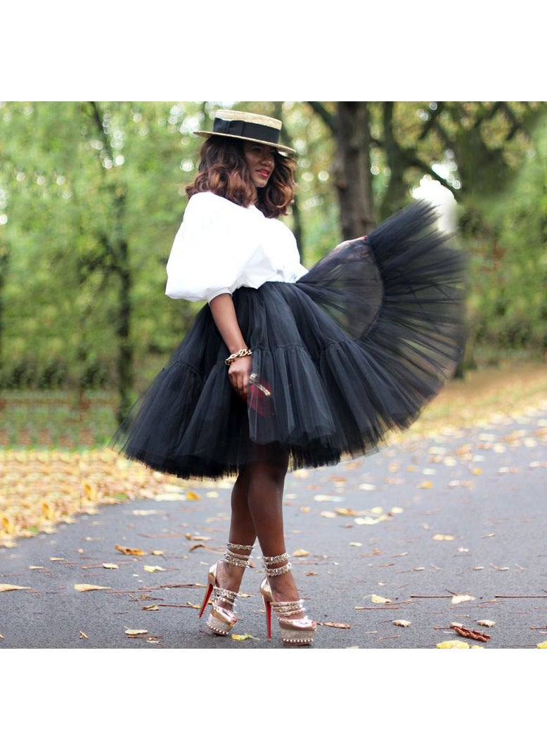 Womens Tulle Tutu Skirt Bridesmaid Multi-Layer Grey