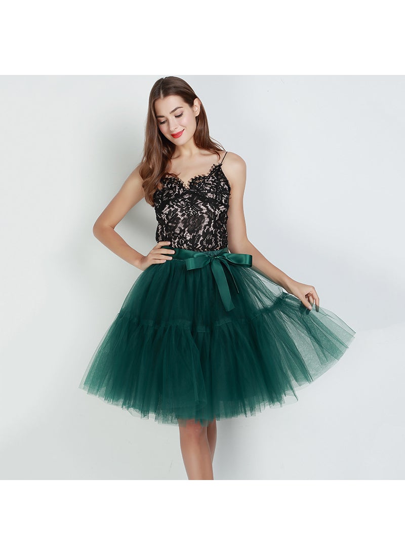 Womens Tulle Tutu Skirt Bridesmaid Multi-Layer Dark green