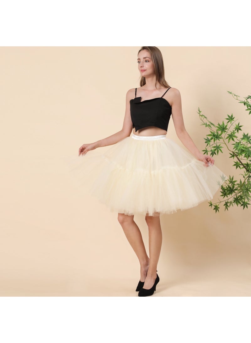 Womens Tulle Tutu Skirt Bridesmaid Multi-Layer Pink