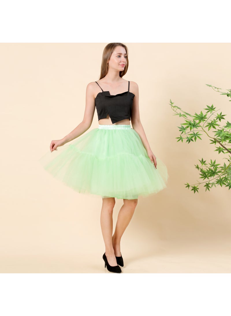 Womens Tulle Tutu Skirt Bridesmaid Multi-Layer Fruit Green