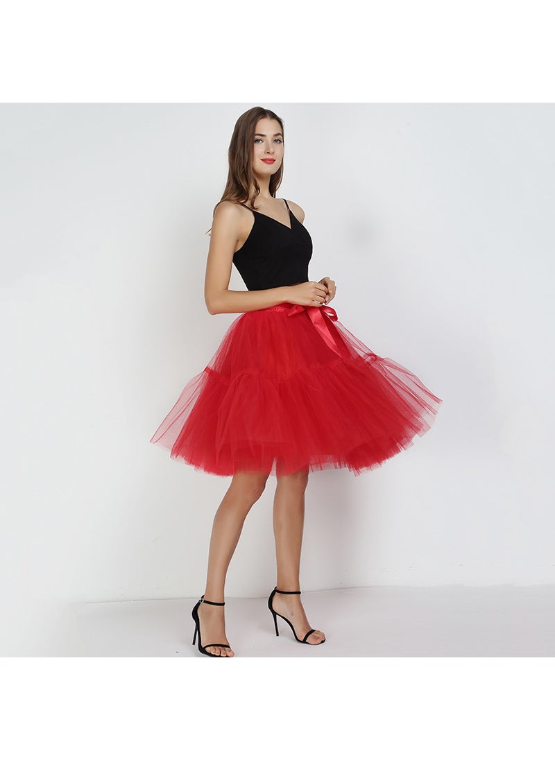 Womens Tulle Tutu Skirt Bridesmaid Multi-Layer Wine Red