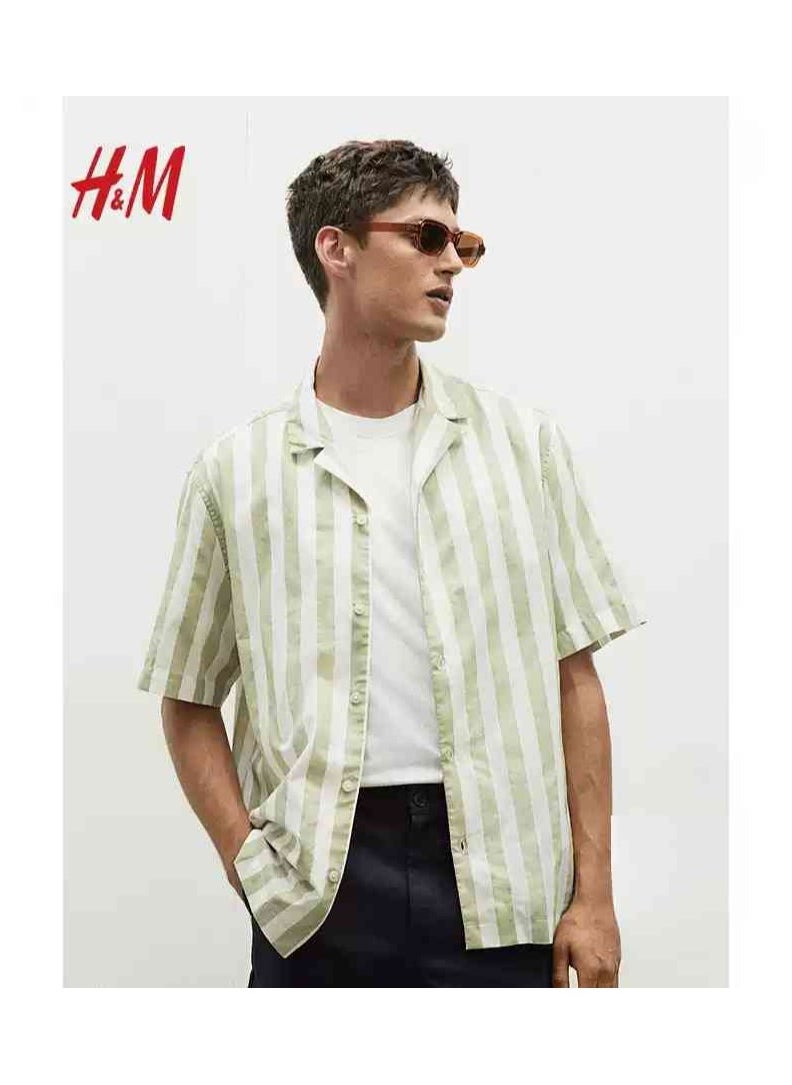 HM Autumn New Casual Loose Short Sleeved Shirt