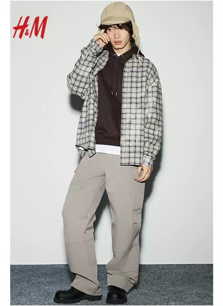 HM Men's Autumn Loose Fit Twill Coat Style Shirt