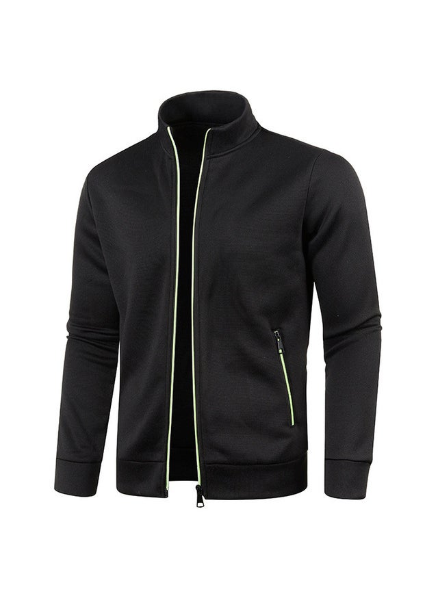 Autumn Winter Mens Zip Cardigan Sweater Black