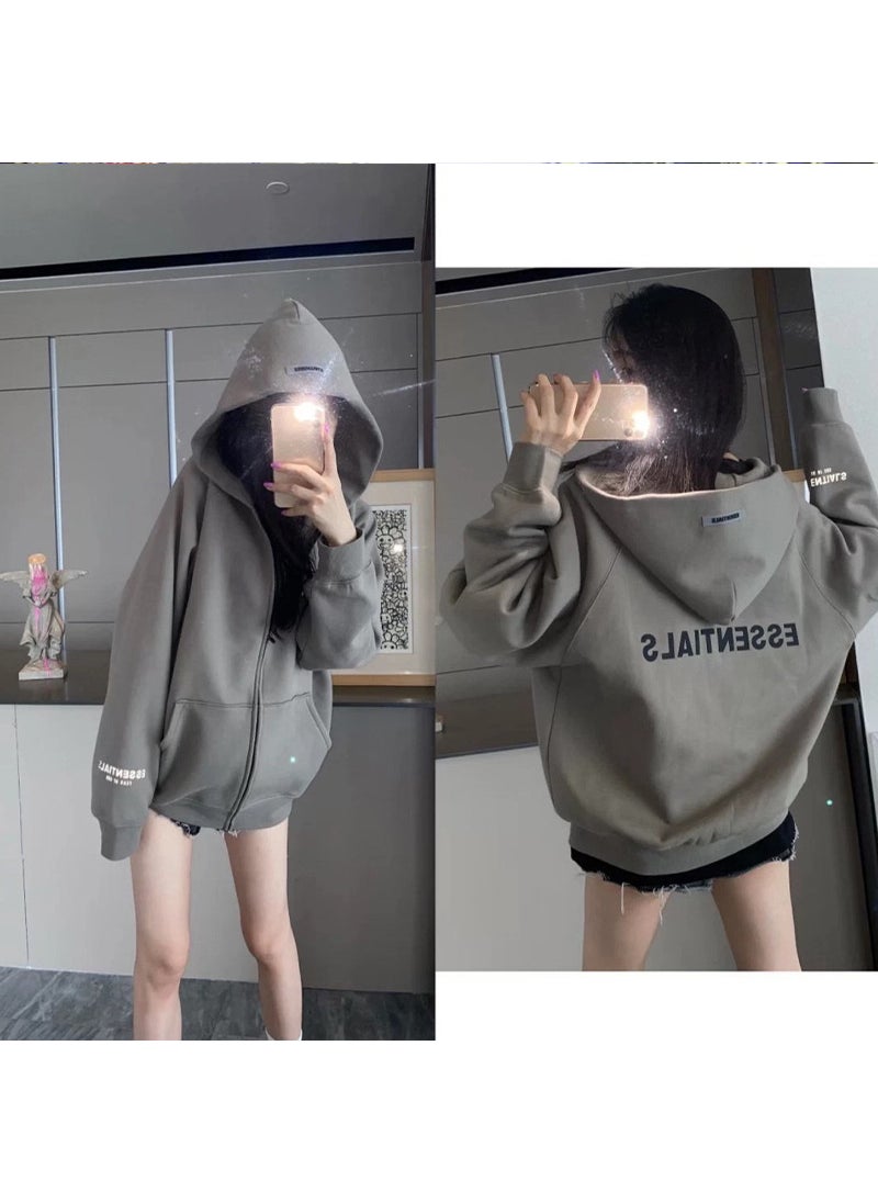 2020SS zipper shirt sweater FOG double line ESSENTIALS sweater street fashion brand with hat cross-border hot sale Yellow