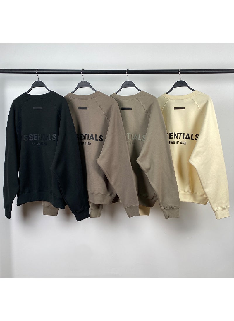 2021SS Silicone Offset Crewneck Sweater FOG Double Line ESSENTIALS Sweater Fashion Brand Hat Cross-border Hot Sale Black