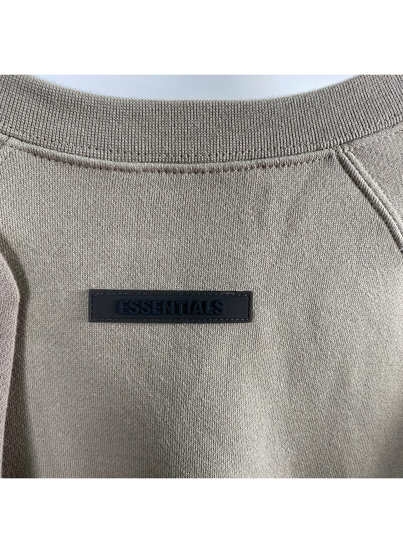 2021SS Silicone Offset Crewneck Sweater FOG Double Line ESSENTIALS Sweater Fashion Brand Hat Cross-border Hot Sale Beige